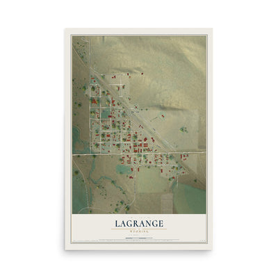 Map of LaGrange, Wyoming, 12 x 18 inch unframed archival matte print
