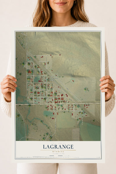 Map of LaGrange, Wyoming, 18 x 24 inch unframed archival matte print