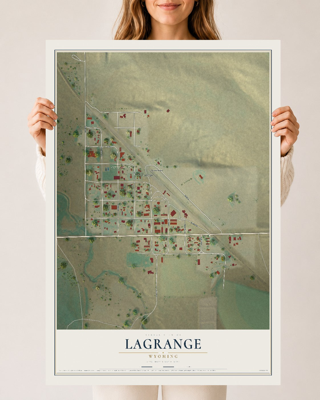 Map of LaGrange, Wyoming, 24 x 36 inch unframed archival matte print