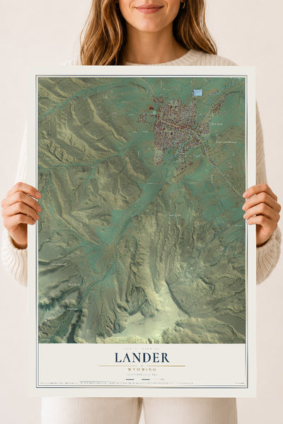 Map of Lander, Wyoming, 18 x 24 inch unframed archival matte print