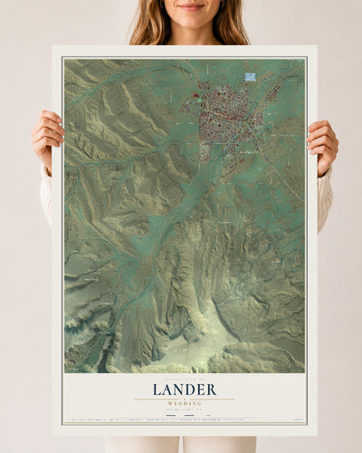 Map of Lander, Wyoming, 24 x 36 inch unframed archival matte print