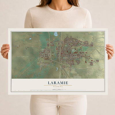 Map of Laramie, Wyoming, 12 x 18 inch unframed archival matte print