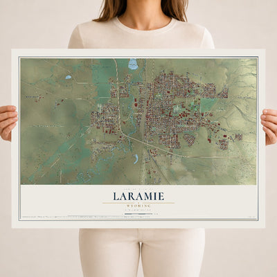 Map of Laramie, Wyoming, 18 x 24 inch unframed archival matte print