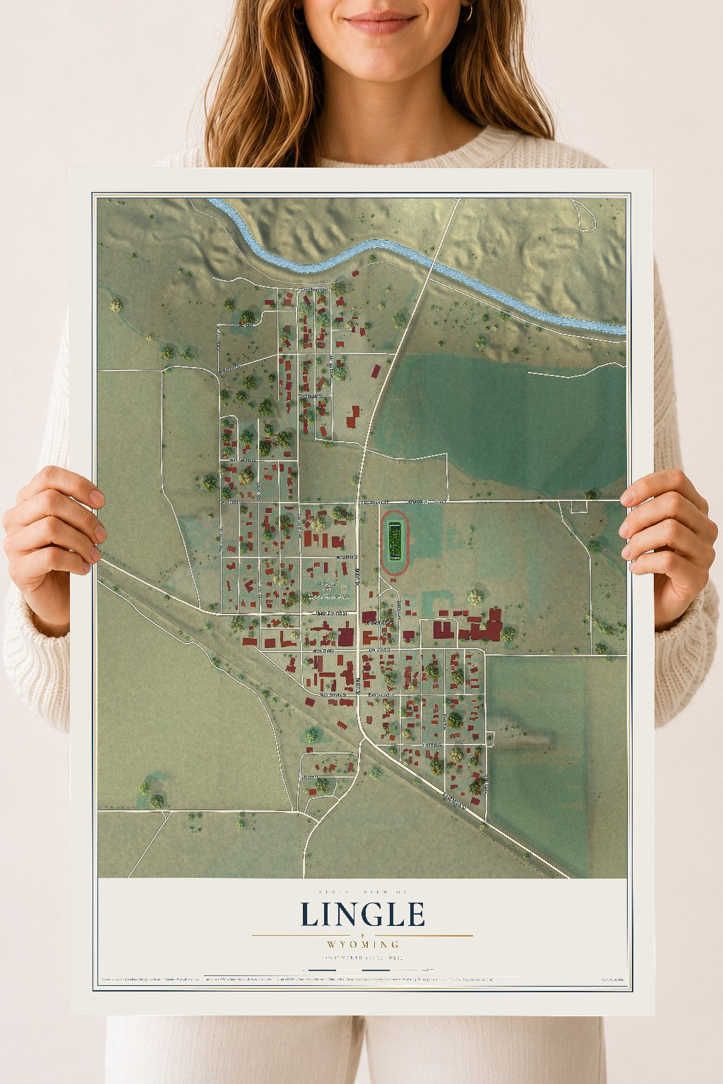 Map of Lingle, Wyoming, 18 x 24 inch unframed archival matte print