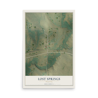 Map of Lost Springs, Wyoming, 12 x 18 inch unframed archival matte print