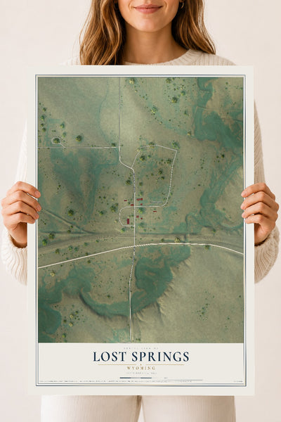 Map of Lost Springs, Wyoming, 18 x 24 inch unframed archival matte print