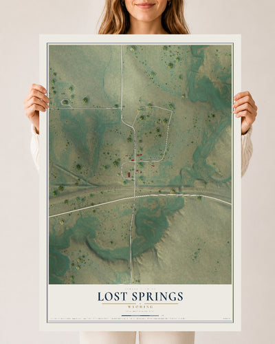 Map of Lost Springs, Wyoming, 24 x 36 inch unframed archival matte print