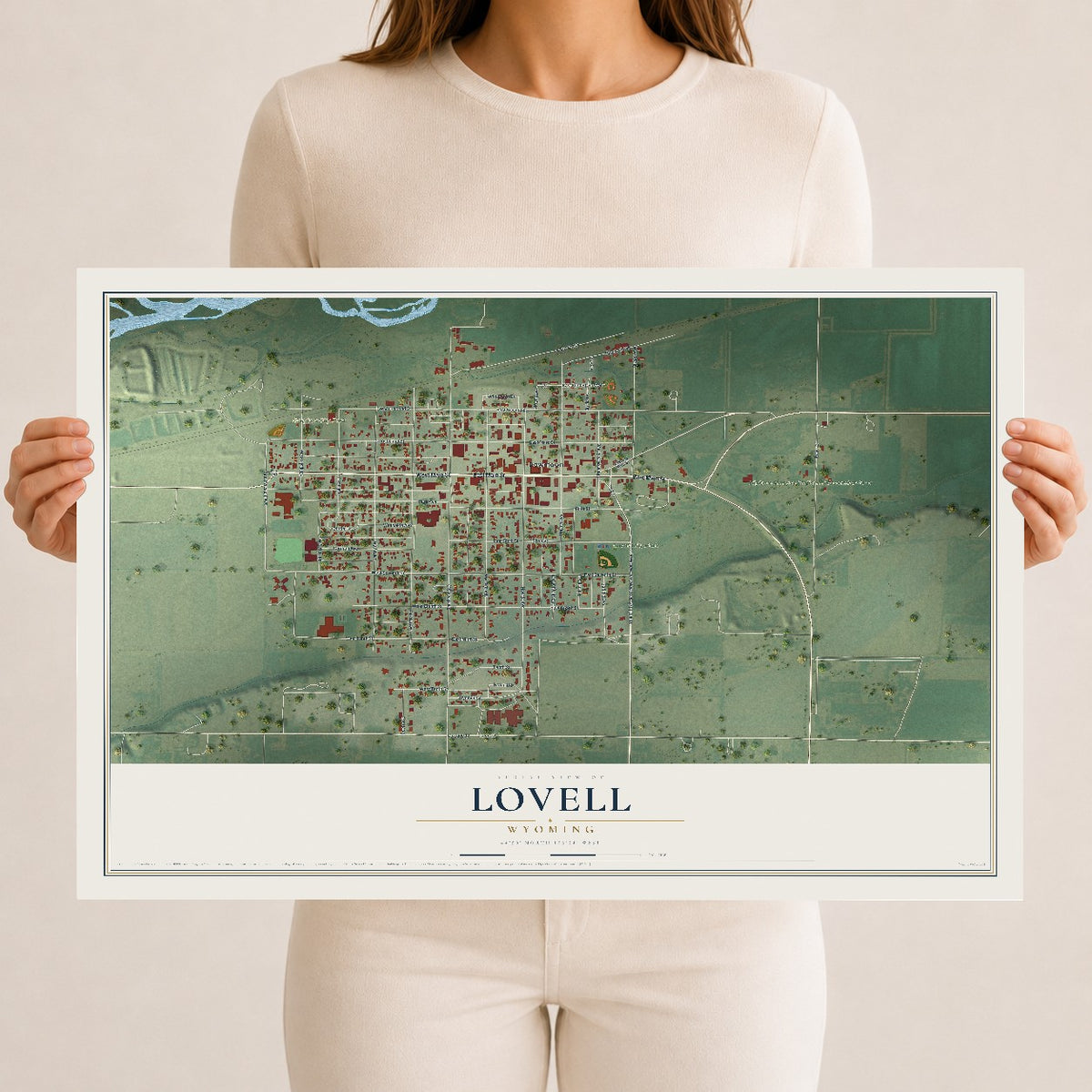 Map of Lovell, Wyoming, 12 x 18 inch unframed archival matte print