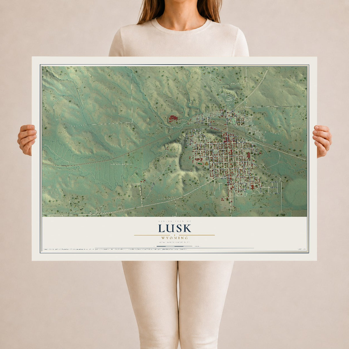 Map of Lusk, Wyoming, 24 x 36 inch unframed archival matte print