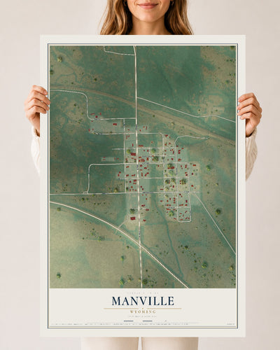 Map of Manville, Wyoming, 24 x 36 inch unframed archival matte print