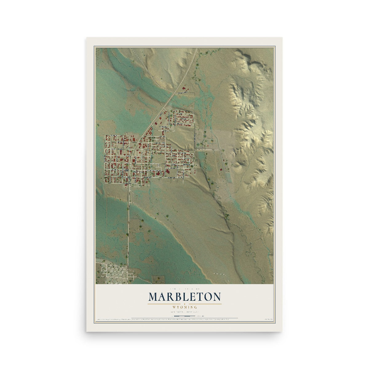 Map of Marbleton, Wyoming, 12 x 18 inch unframed archival matte print