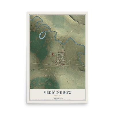 Map of Medicine Bow, Wyoming, 12 x 18 inch unframed archival matte print