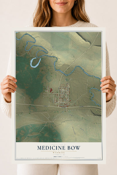 Map of Medicine Bow, Wyoming, 18 x 24 inch unframed archival matte print