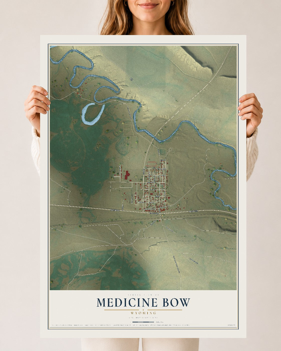 Map of Medicine Bow, Wyoming, 24 x 36 inch unframed archival matte print