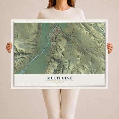 Map of Meeteetse, Wyoming, 24 x 36 inch unframed archival matte print