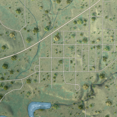 Second close-up of the map of Midwest, Wyoming print showing more streets and buildings