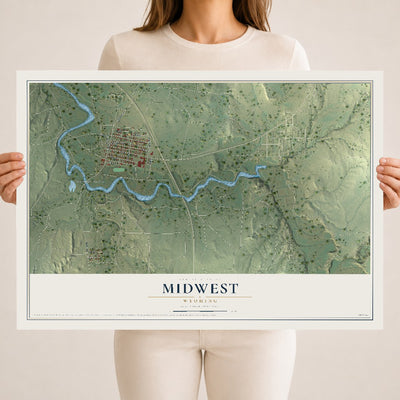 Map of Midwest, Wyoming, 18 x 24 inch unframed archival matte print