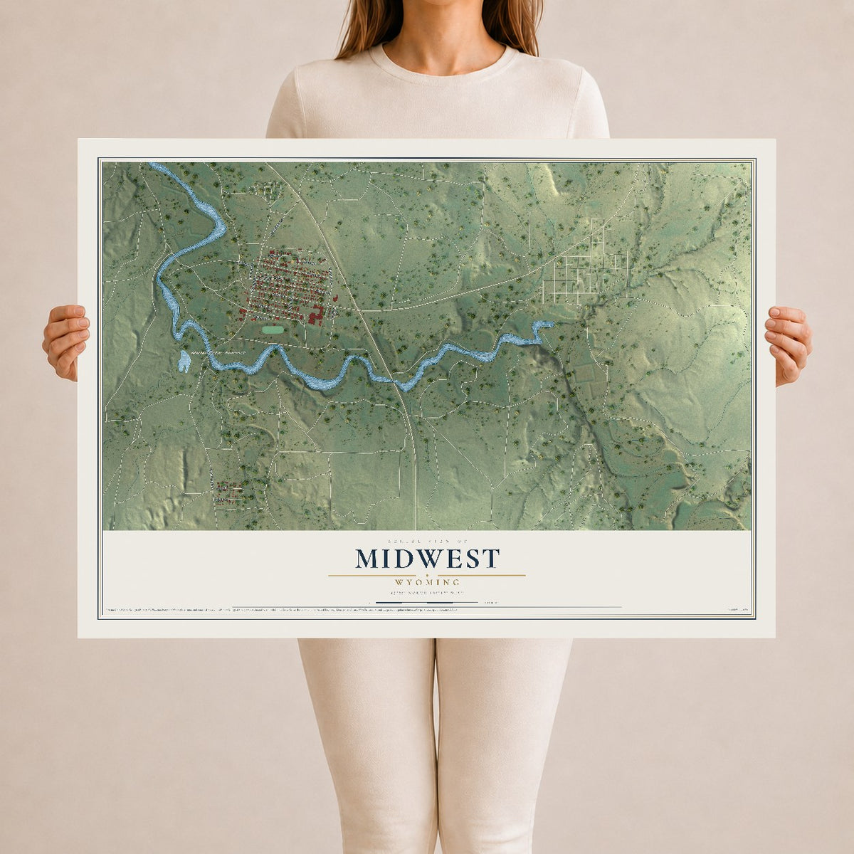 Map of Midwest, Wyoming, 24 x 36 inch unframed archival matte print