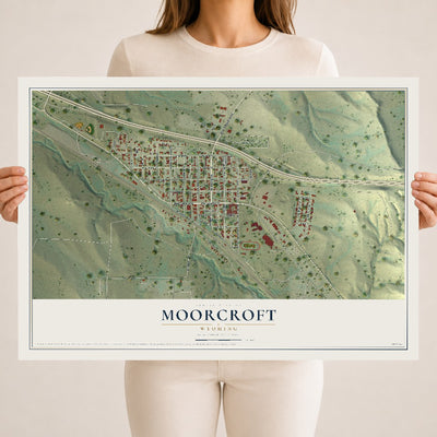 Map of Moorcroft, Wyoming, 18 x 24 inch unframed archival matte print