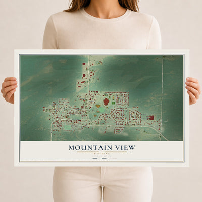 Map of Mountain View, Wyoming, 12 x 18 inch unframed archival matte print