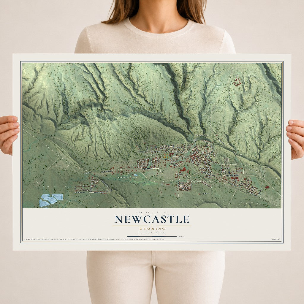 Map of Newcastle, Wyoming, 18 x 24 inch unframed archival matte print