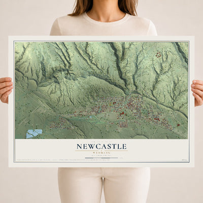 Map of Newcastle, Wyoming, 18 x 24 inch unframed archival matte print