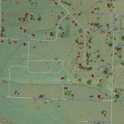 Close-up of the map of Nordic, Wyoming print showing street and building detail
