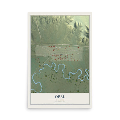 Map of Opal, Wyoming, 12 x 18 inch unframed archival matte print