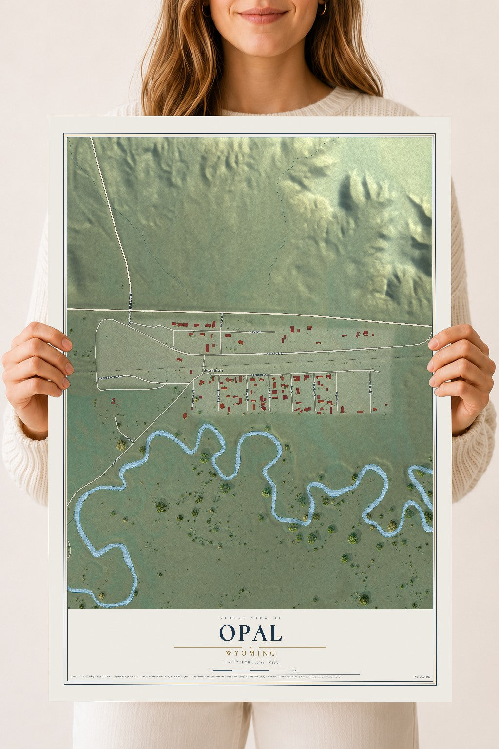 Map of Opal, Wyoming, 18 x 24 inch unframed archival matte print