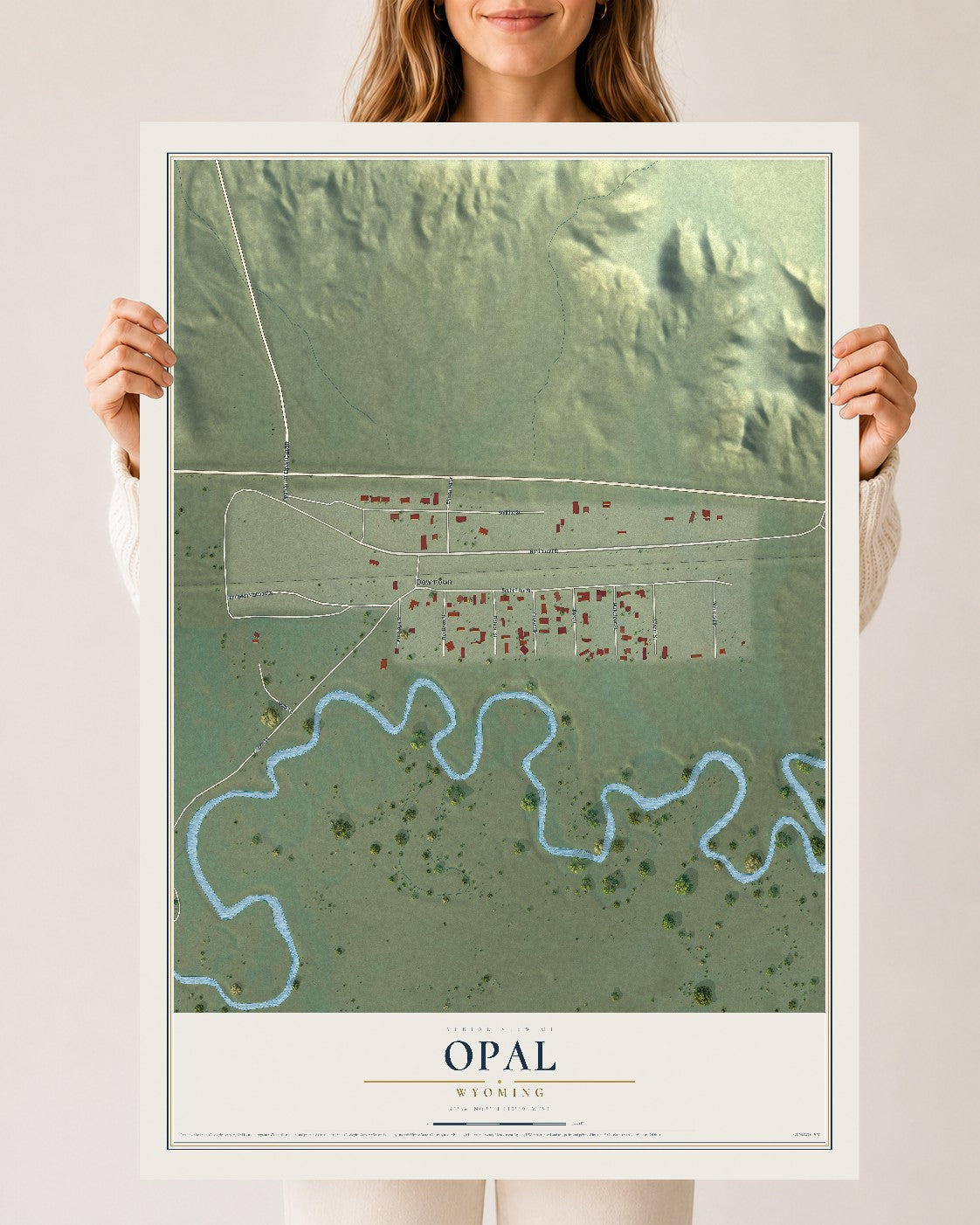 Map of Opal, Wyoming, 24 x 36 inch unframed archival matte print