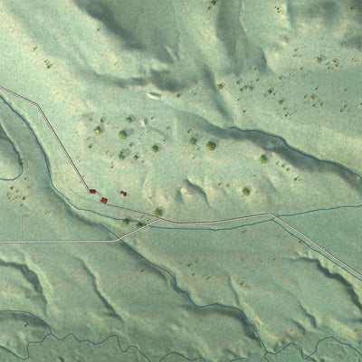 Close-up of the map of Parkman, Wyoming print showing street and building detail