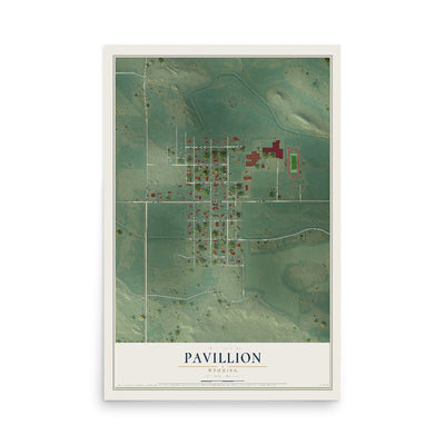 Map of Pavillion, Wyoming, 12 x 18 inch unframed archival matte print