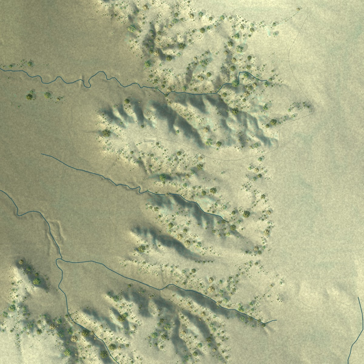 Second close-up of the map of Pine Bluffs, Wyoming print showing more streets and buildings