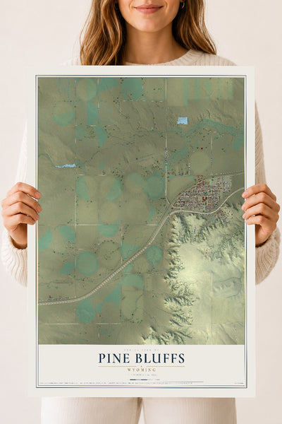 Map of Pine Bluffs, Wyoming, 18 x 24 inch unframed archival matte print