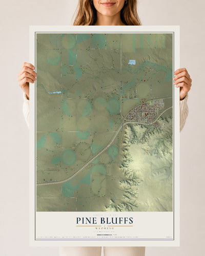 Map of Pine Bluffs, Wyoming, 24 x 36 inch unframed archival matte print