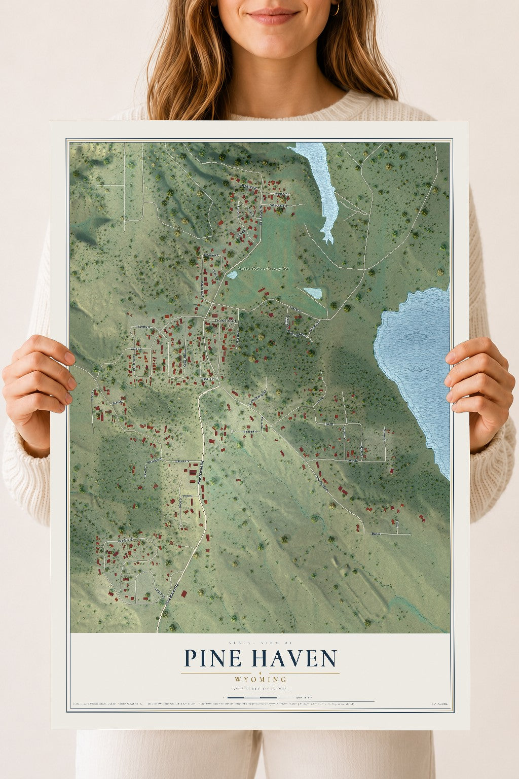 Map of Pine Haven, Wyoming, 18 x 24 inch unframed archival matte print