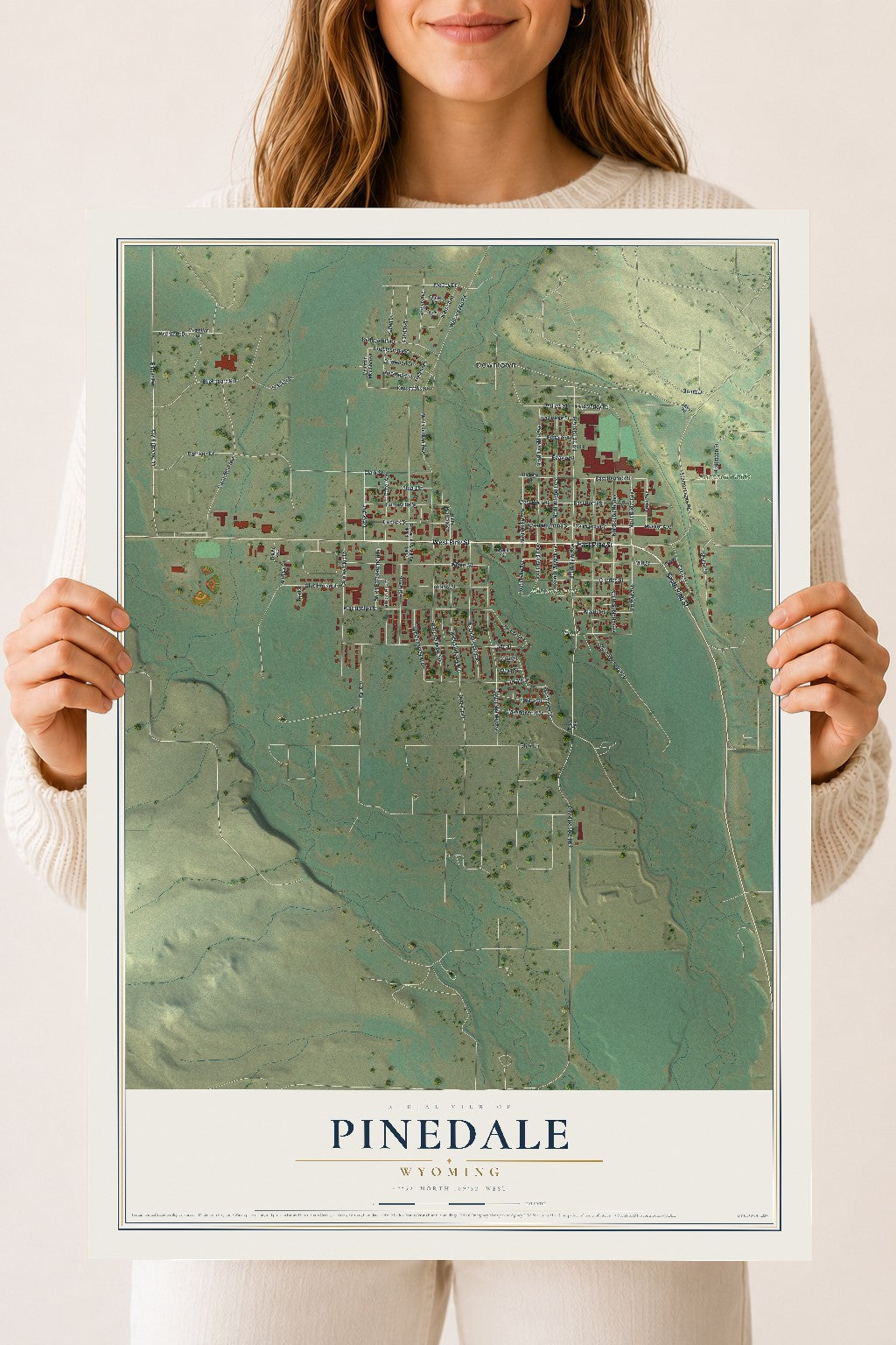 Map of Pinedale, Wyoming, 18 x 24 inch unframed archival matte print