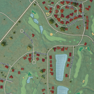 Close-up of the map of Powder Horn, Wyoming print showing street and building detail