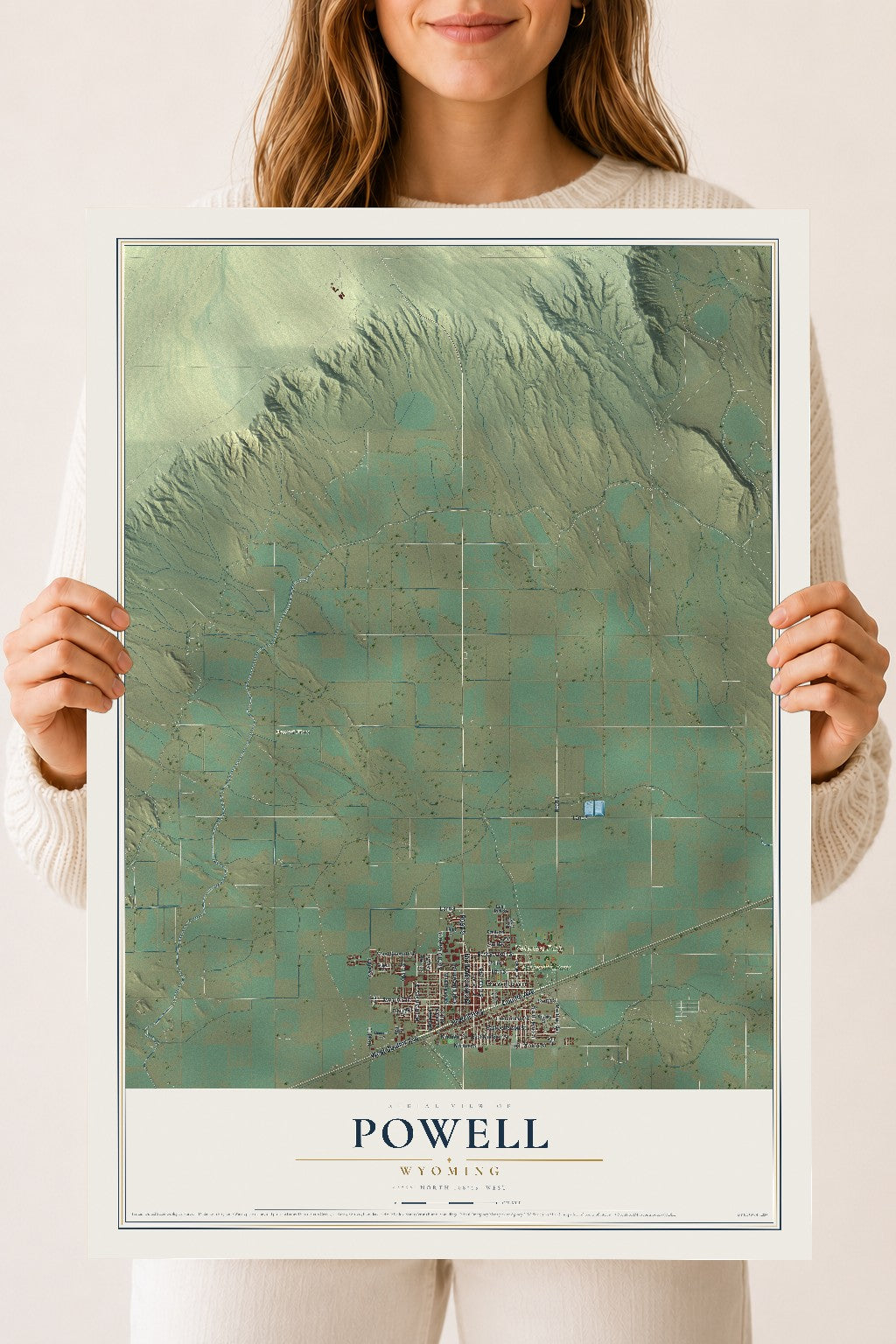 Map of Powell, Wyoming, 18 x 24 inch unframed archival matte print
