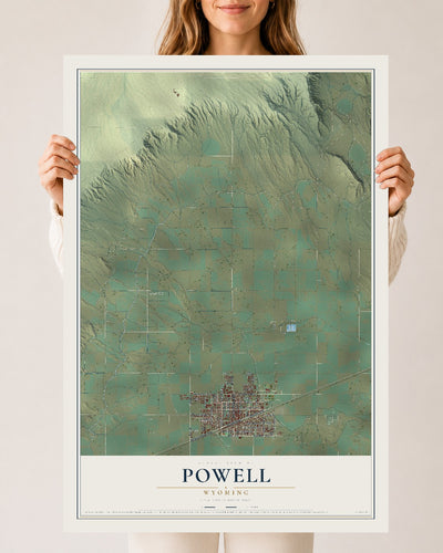 Map of Powell, Wyoming, 24 x 36 inch unframed archival matte print
