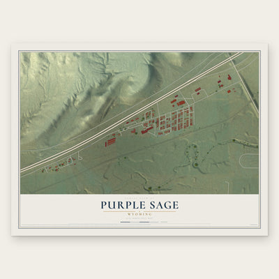 Purple Sage, Wyoming map print, the full design