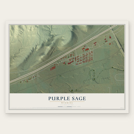 Purple Sage, Wyoming map print, the full design
