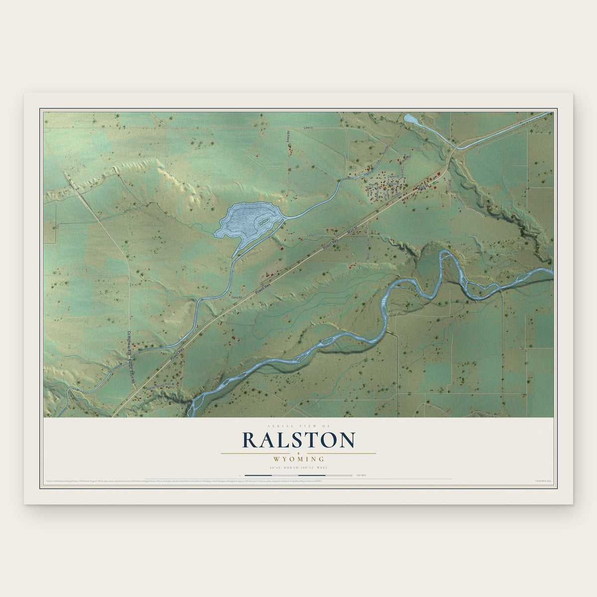 Ralston, Wyoming map print, the full design