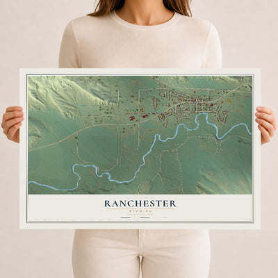 Map of Ranchester, Wyoming, 12 x 18 inch unframed archival matte print