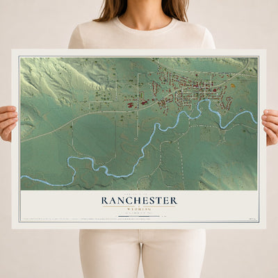 Map of Ranchester, Wyoming, 18 x 24 inch unframed archival matte print