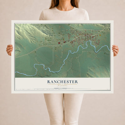 Map of Ranchester, Wyoming, 24 x 36 inch unframed archival matte print