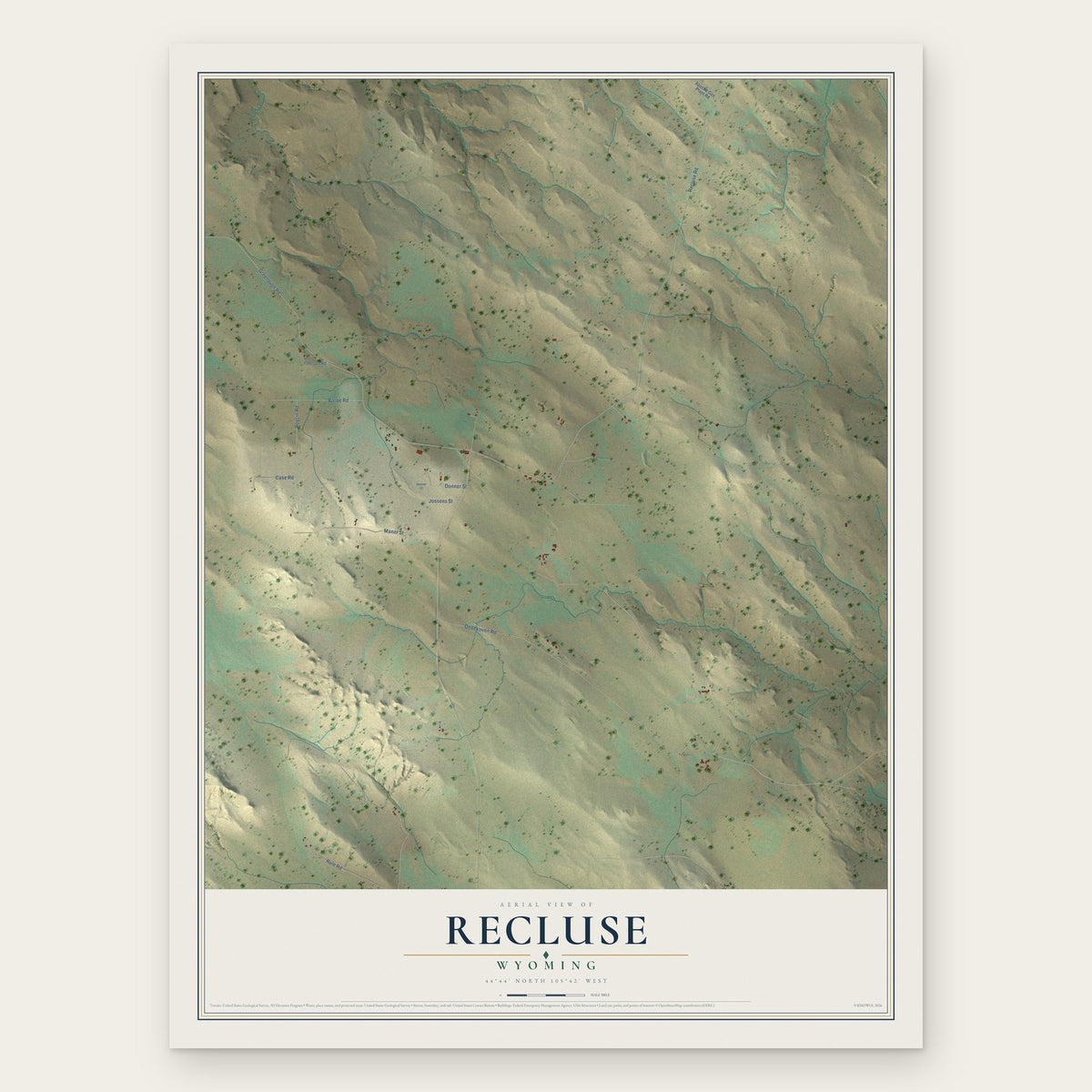 Recluse, Wyoming map print, the full design