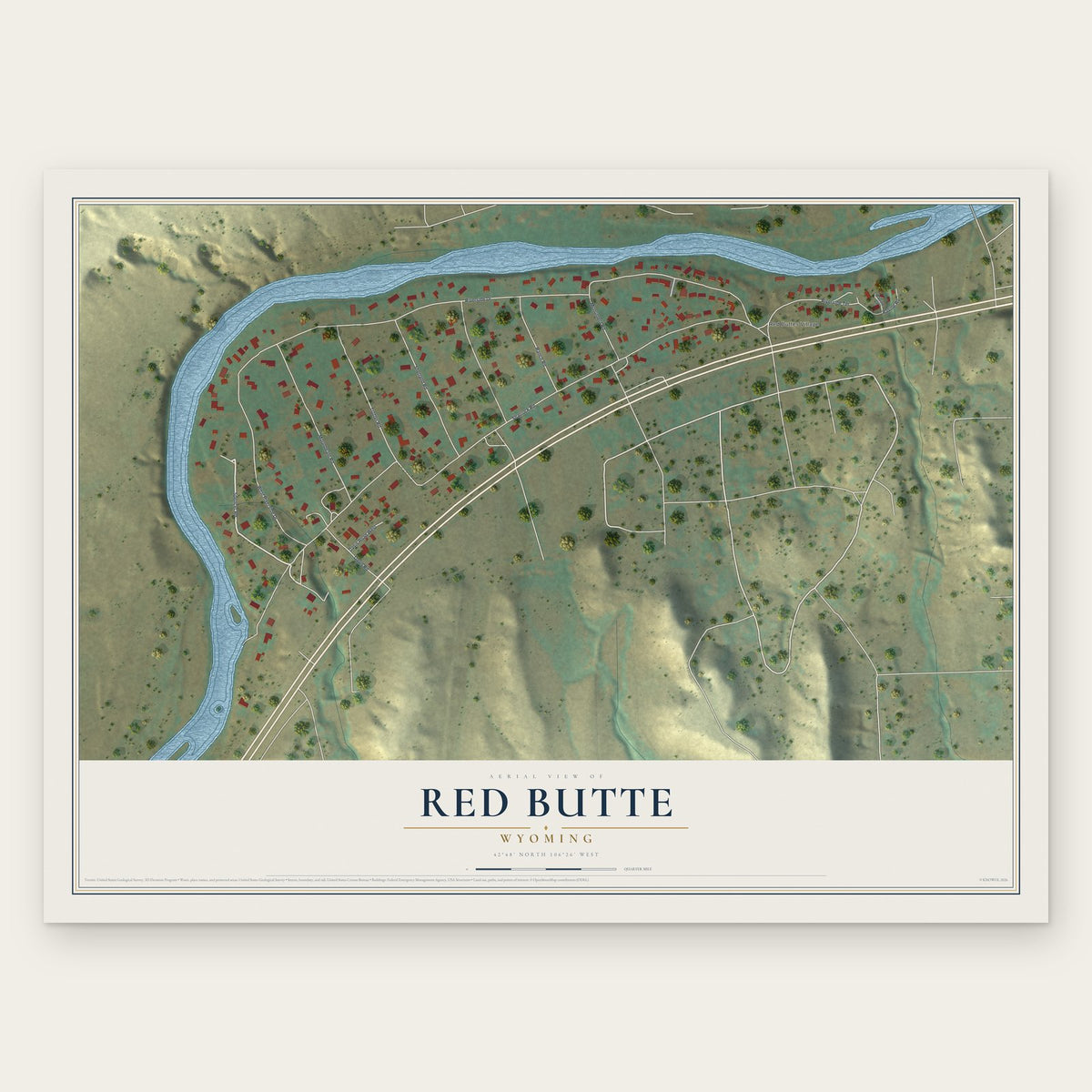 Red Butte, Wyoming map print, the full design