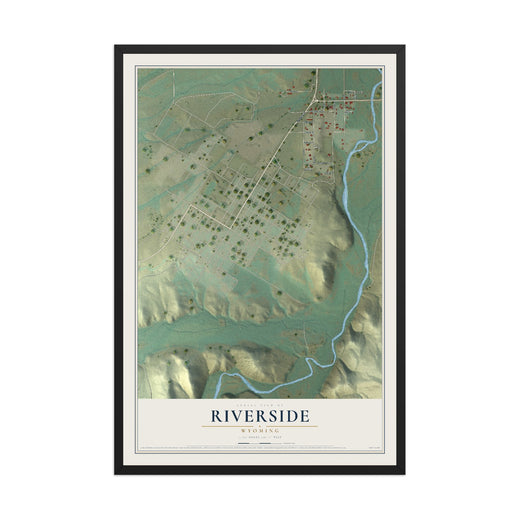 Map of Riverside, Wyoming, 12 x 18 inch print in a black wood frame