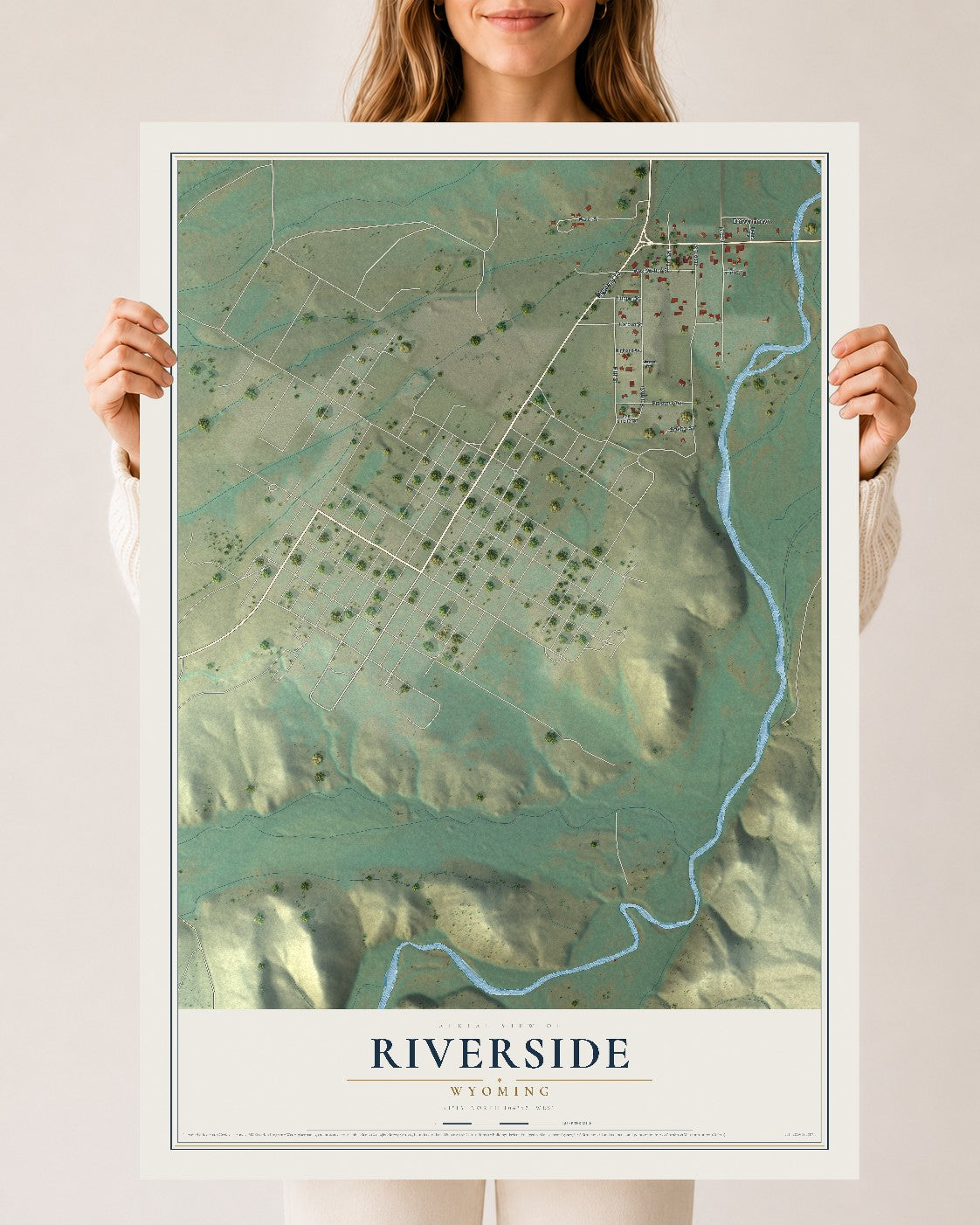 Map of Riverside, Wyoming, 24 x 36 inch unframed archival matte print
